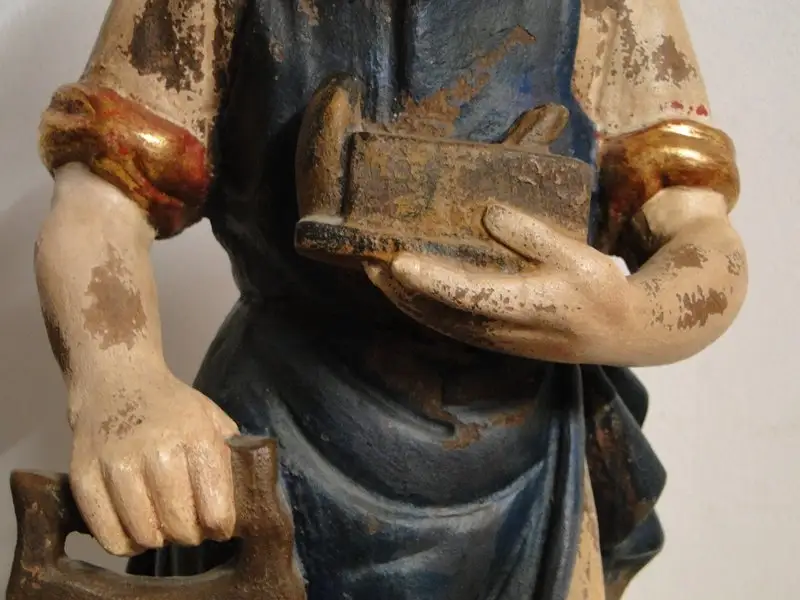 4546-Heiligenfigur-Holzfigur-geschnitzte Figur-Heiliger Josef-Figur-Holzarbeit- 3
