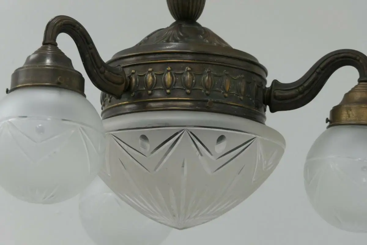 6032-Jugendstilluster-Kronleuchter-Lüster-Jugendstil-Messingluster-Luster- 1