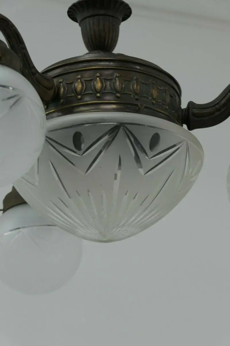 6032-Jugendstilluster-Kronleuchter-Lüster-Jugendstil-Messingluster-Luster- 6