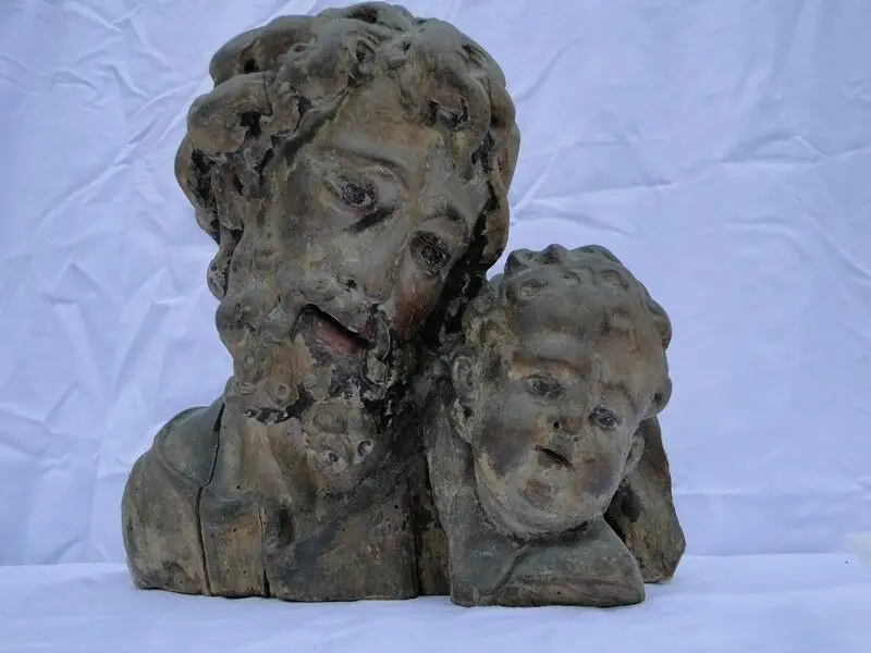 5697D-Büste-Heiligenfigur-geschnitzte Holzbüste um 1700-Holzbüste-Heiligen Figur 0