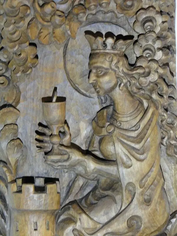 3567D-Holzschnitzerei-Relief-Heilige Barbara-schöne Holzarbeit-Schnitzerei-Hl.Ba 1