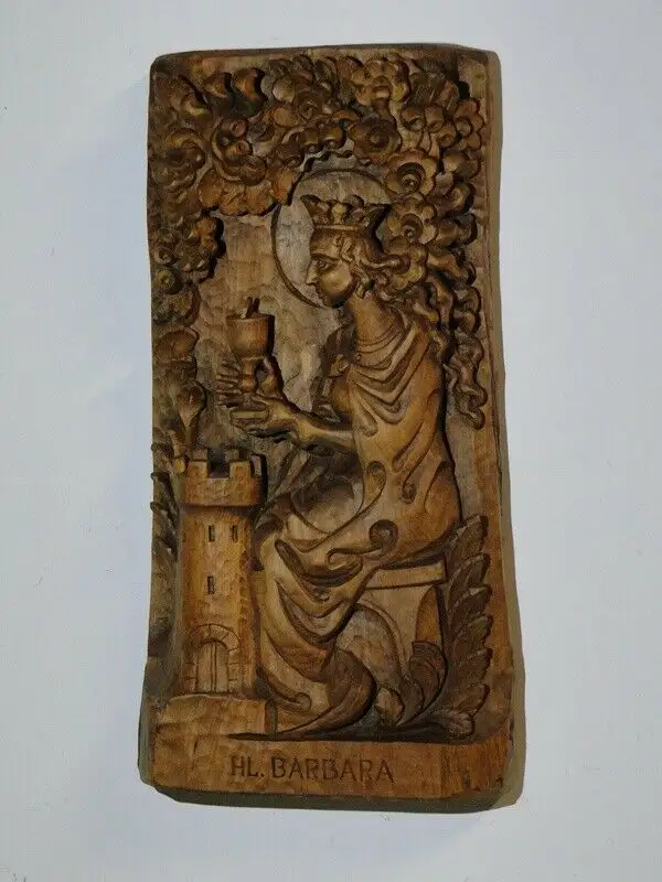 3567D-Holzschnitzerei-Relief-Heilige Barbara-schöne Holzarbeit-Schnitzerei-Hl.Ba 7