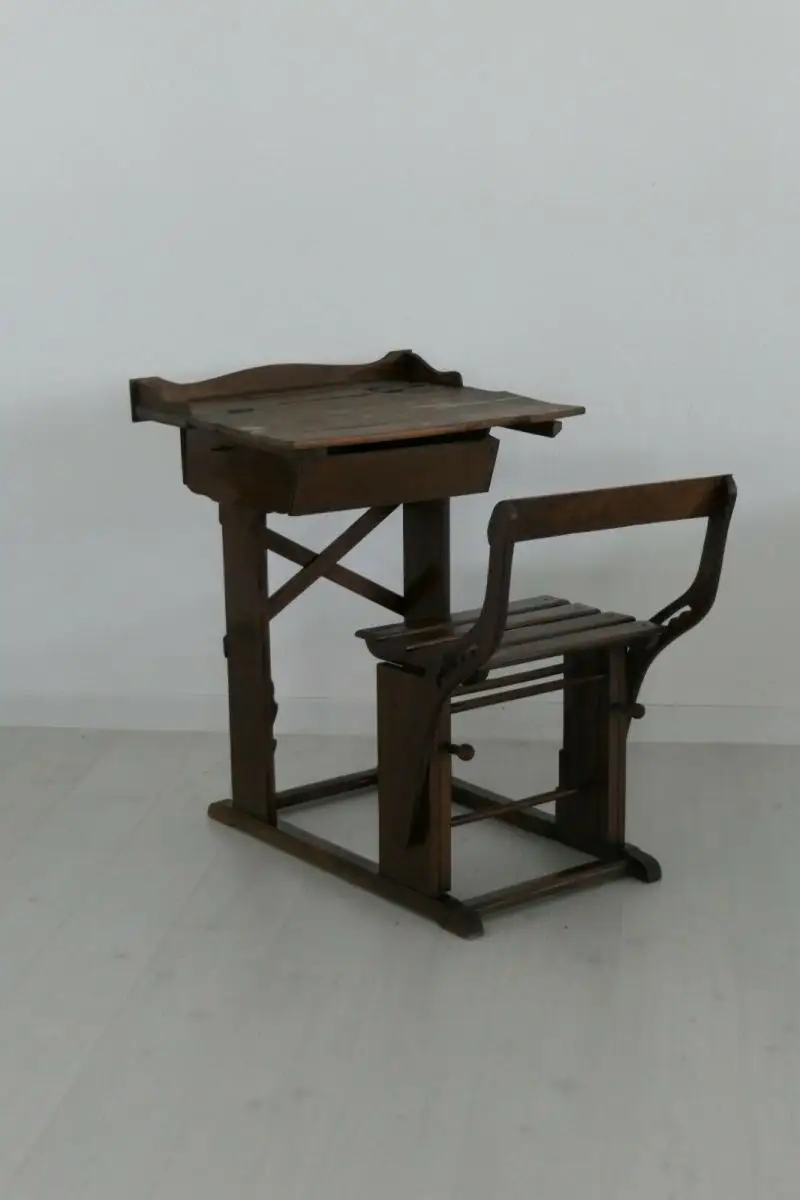 Schulbank-Sitzbank-Holzbank-Kindermöbel-alte Schulbank-Dekorstück-Tisch-H61020 0