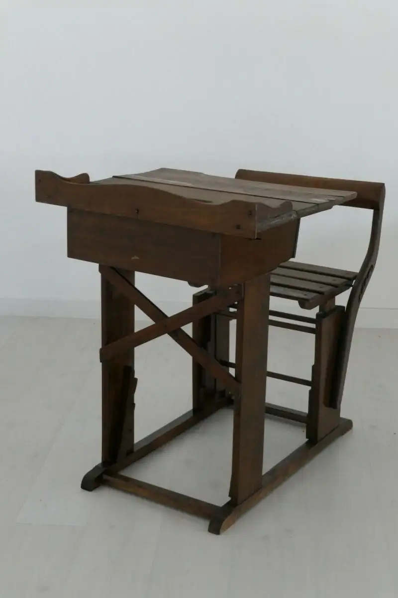 Schulbank-Sitzbank-Holzbank-Kindermöbel-alte Schulbank-Dekorstück-Tisch-H61020 10