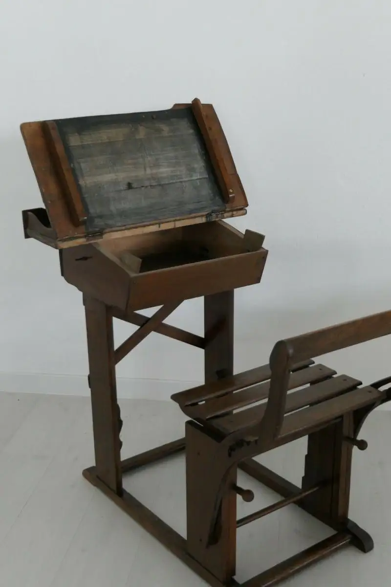 Schulbank-Sitzbank-Holzbank-Kindermöbel-alte Schulbank-Dekorstück-Tisch-H61020 6