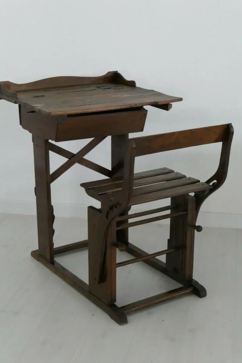 Schulbank-Sitzbank-Holzbank-Kindermöbel-alte Schulbank-Dekorstück-Tisch-H61020 8