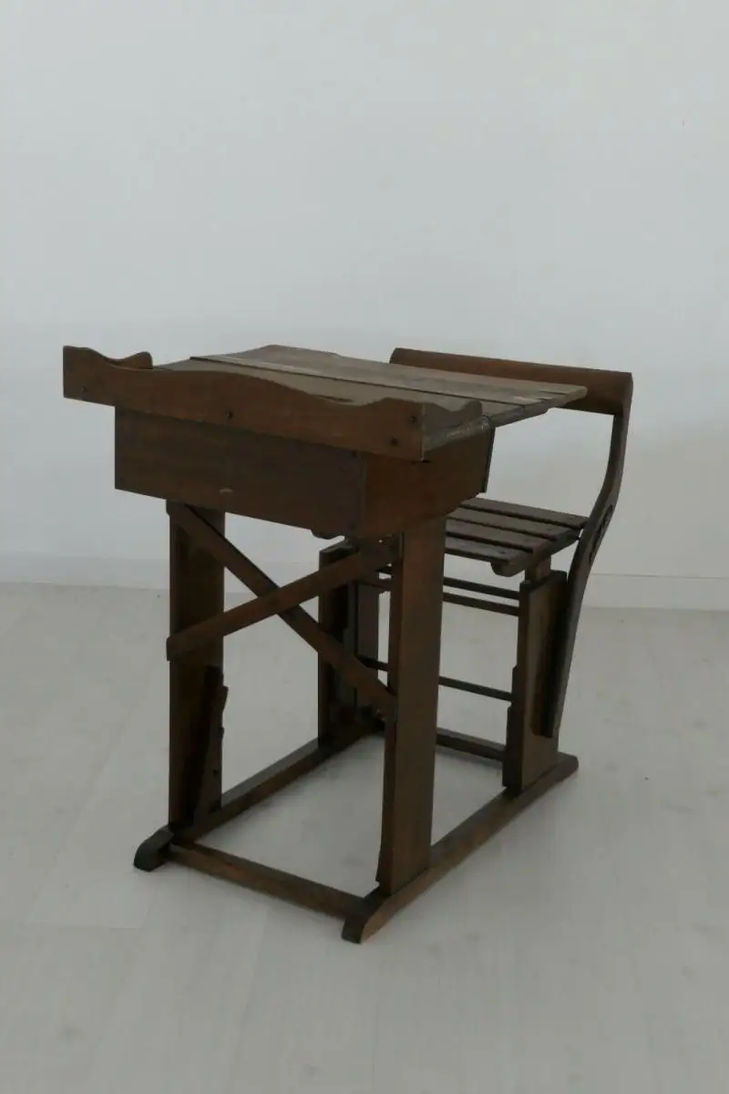 Schulbank-Sitzbank-Holzbank-Kindermöbel-alte Schulbank-Dekorstück-Tisch-H61020 9