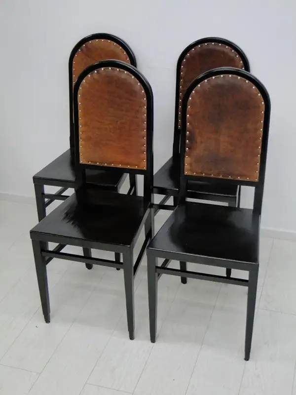 3920D-Jugendstilsessel-Stuhl-Jugendstil-Sessel-4er Satz-Set Jugendstilstühle-4St 3