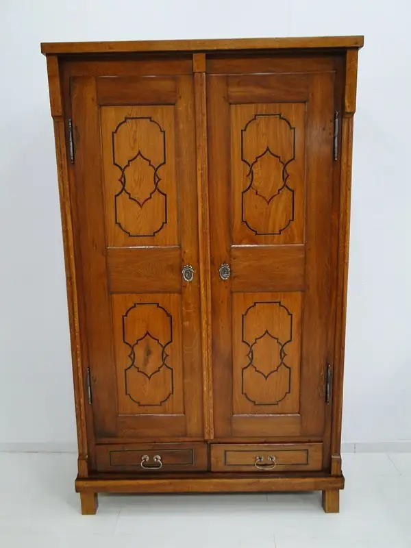 5268D-Frühbiedermeier Schrank-Kleiderschrank-Kasten-Eiche-Kleiderkasten-Biederme 0