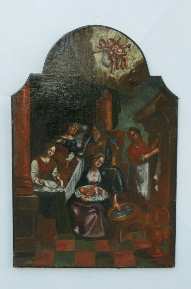 2226D-Barockgemälde-Ölbild-ORIGINAL BAROCK um 1750-Gemälde-Bild-Öl auf Leinen- 1