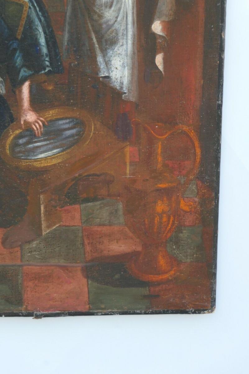 2226D-Barockgemälde-Ölbild-ORIGINAL BAROCK um 1750-Gemälde-Bild-Öl auf Leinen- 5