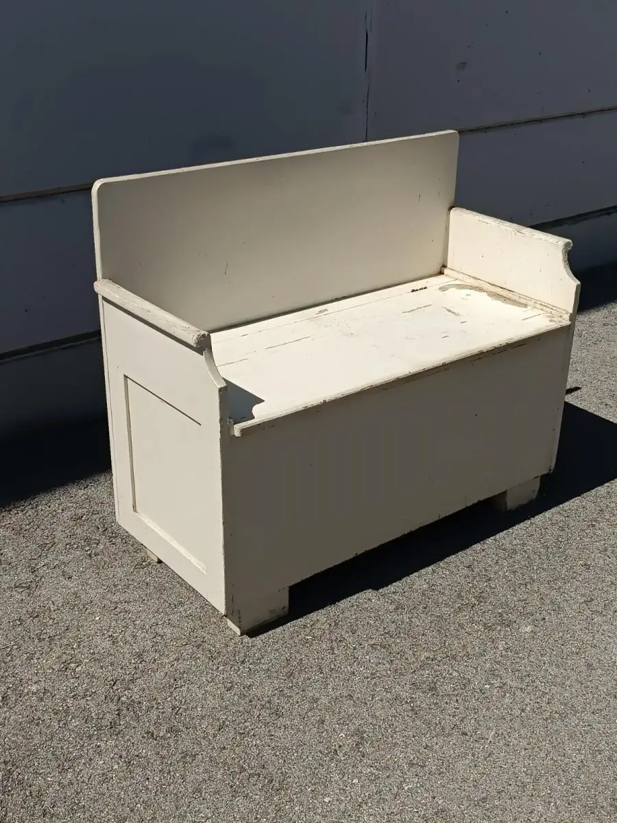 8002-Shabby Chic-GEBRAUCHT-Truhenbank-Bank-Sitzbank-Truhe-Shabby Chic- 3