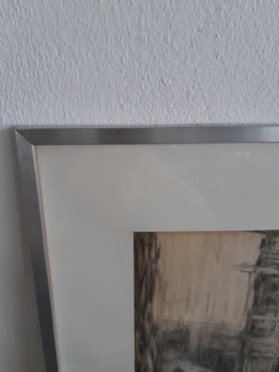 H335-Kohlezeichnung-Gemälde-Bild-Fenster-Passepartout-gerahmt- 3