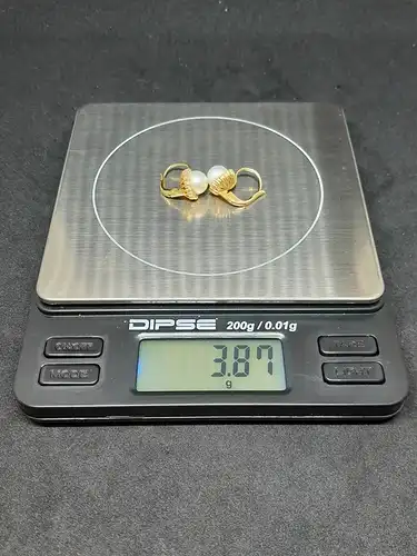 Ohrringe mit Perlen und Diamanten - 14 Karat - Ohrgehänge - 585 Echtgold - Ohrschmuck