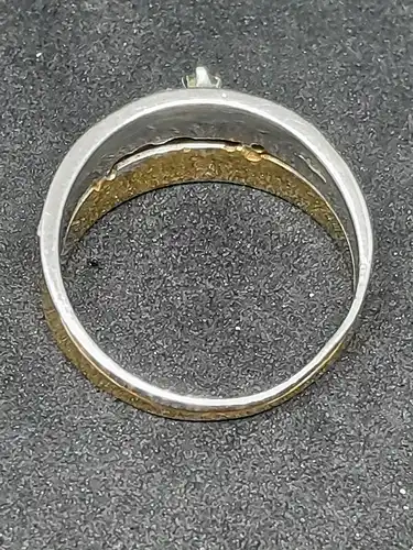 Damenring - Smaragd - Diamantsplitter - Bicolor - 14 Karat - 585 Echtgold