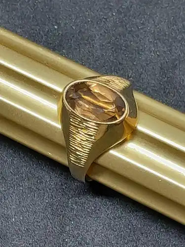 Goldring mit braunem Stein - 14 Karat - Damenring - 585 Echtgold