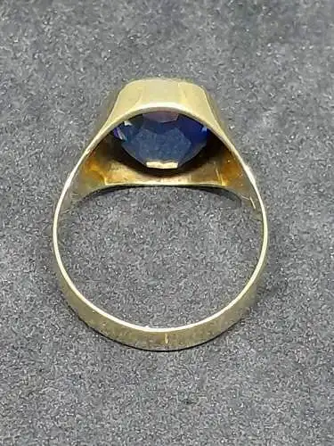 Goldring mit blauem Stein - 14 Karat - Gelbgold - Damenring - 585 Echtgold