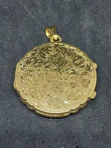 Goldanhänger - Fotomedaillon - 14 Karat - 585 Echtgold - Kettenanhänger - Gelbgold