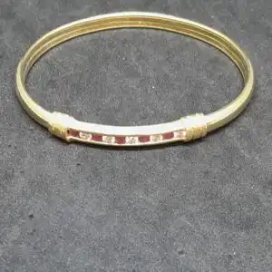 Goldarmreif mit Rubinen und Diamanten - 585 - 14 Karat - Armreif - Gold