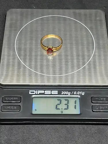 Goldring mit Granat Stein - Ring - 9 Karat - 375 Echtgold - Ring - Goldring