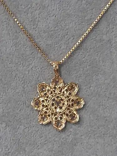 Goldkette - Halskette mit Anhänger - 14 Karat - 585 Echtgold - Tansanit Steine - Kette