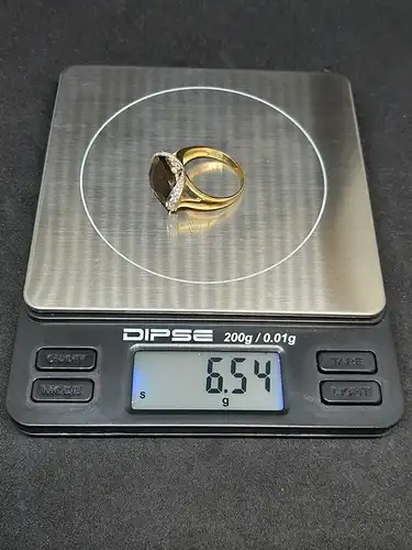 Goldring mit Rauchquarz und Diamanten - 9 Karat - Ring - Gelbgold 375 Echtgold