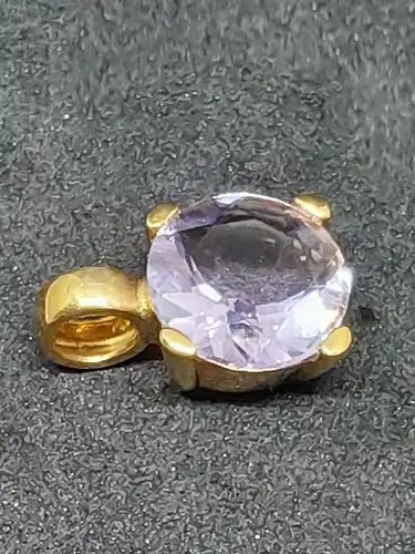 Goldanhänger - Anhänger mit Amethyst Stein - 14 Karat - Gelbgold - 585 Echtgold