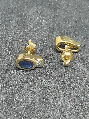 Ohrstecker mit Diamanten und Spinelle - 14 Karat - 585 Echtgold - Gold Ohrstecker