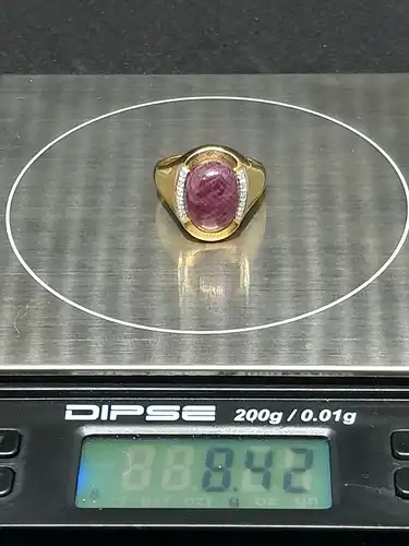 Goldring mit Rubin und Diamanten - Ring - 14 Karat - 585 Echtgold - Goldring