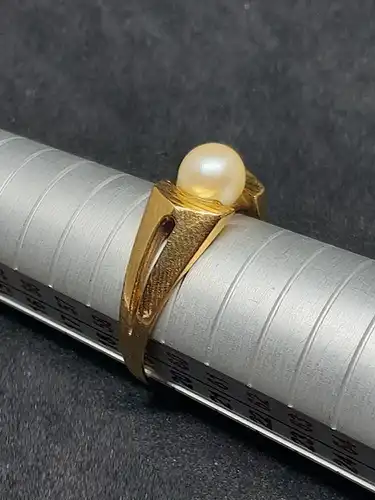 Goldring mit einer Perle - 14 Karat - 585 Echtgold - Ring - Gold