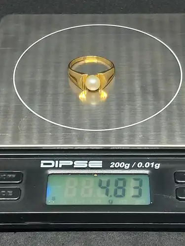 Goldring mit einer Perle - 14 Karat - 585 Echtgold - Ring - Gold