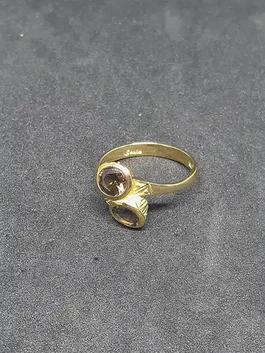 Goldring mit Rauchquarz - 9 Karat - 375 Echtgold - Ring