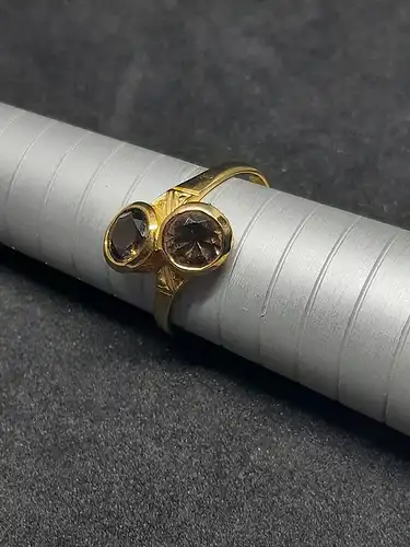 Goldring mit Rauchquarz - 9 Karat - 375 Echtgold - Ring