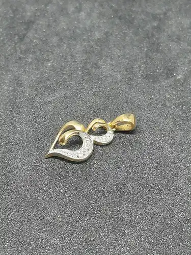 Kettenanhänger - Goldanhänger mit Diamanten - Herzanhänger - 14 Karat - 585 Echtgold - Anhänger