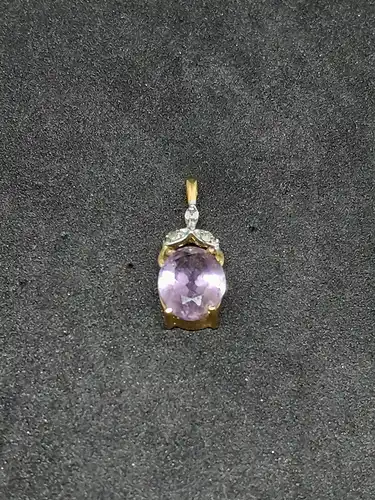 Kettenanhänger - Goldanhänger mit synthetischen Amethyst - 8 Karat - 333 Echtgold - Anhänger