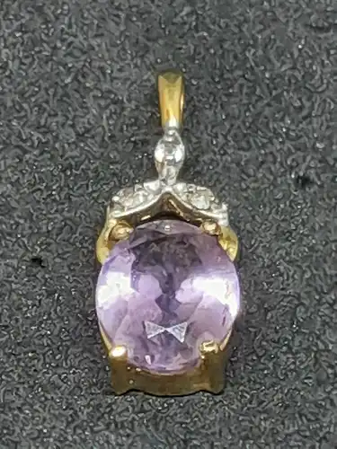 Kettenanhänger - Goldanhänger mit synthetischen Amethyst - 8 Karat - 333 Echtgold - Anhänger