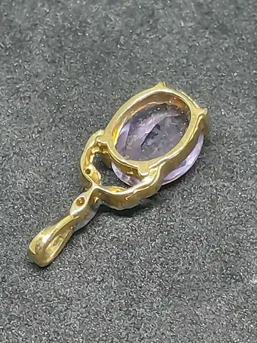 Kettenanhänger - Goldanhänger mit synthetischen Amethyst - 8 Karat - 333 Echtgold - Anhänger