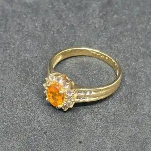 Goldring mit synthetischen Topas - 14 Karat - 585 Echtgold - Ring