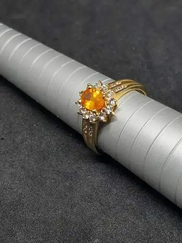 Goldring mit synthetischen Topas - 14 Karat - 585 Echtgold - Ring