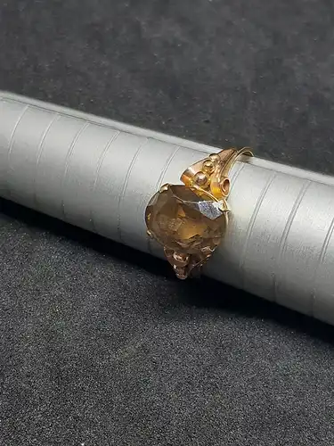 Goldring mit Rauchquarz - 14 Karat - 585 Echtgold - Ring