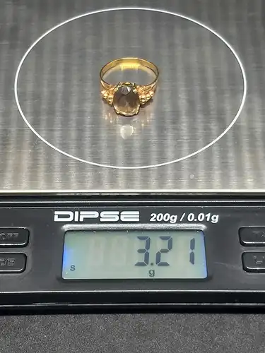 Goldring mit Rauchquarz - 14 Karat - 585 Echtgold - Ring