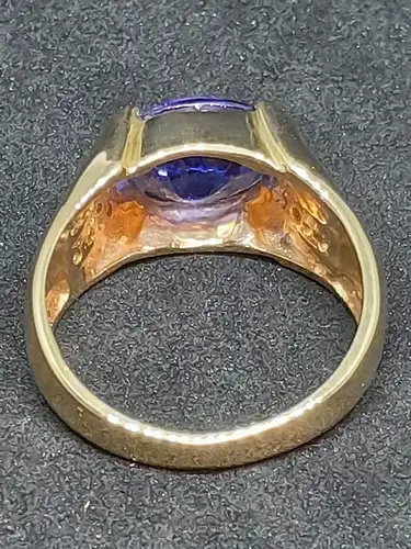 Goldring mit Tansanit und 22 Diamanten - 14 Karat - Ring - 585 Echtgold