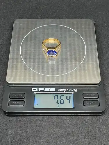 Goldring mit Tansanit und 22 Diamanten - 14 Karat - Ring - 585 Echtgold