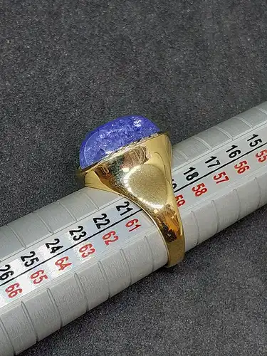 Goldring mit Tansanit und 10 Diamanten - 14 Karat - Ring - 585 Echtgold