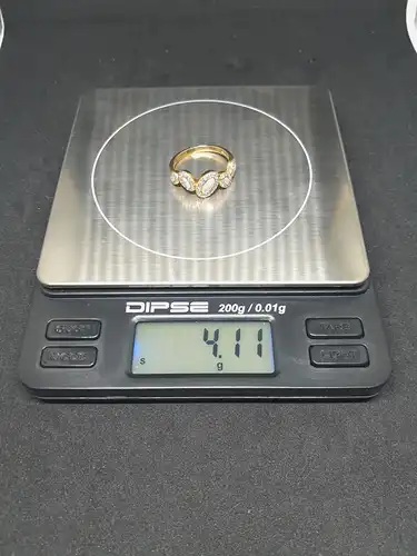Goldring mit Diamanten und Mondsteinen - 14 Karat - 585 Echtgold - Ring