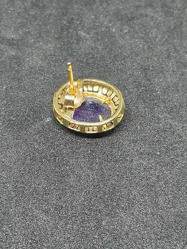 Ohrringe mit Amethyst - Ohrstecker Gold - 14 Karat - 585 Echtgold - Ohrringe