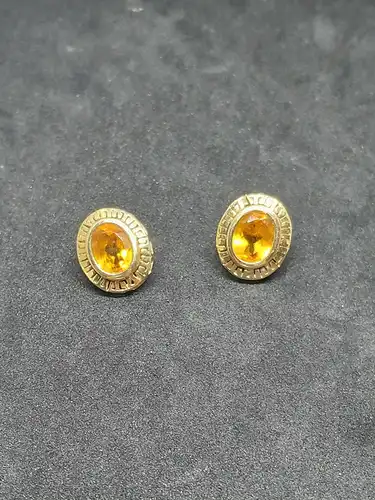 Goldohrringe mit jeweils einem Citrin Stein- Ohrstecker – 14 Karat – 585 Echtgold – Ohrringe