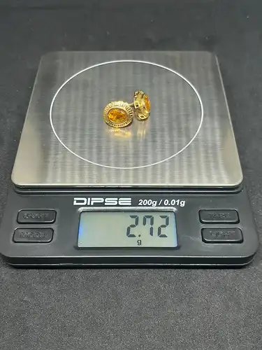 Goldohrringe mit jeweils einem Citrin Stein- Ohrstecker – 14 Karat – 585 Echtgold – Ohrringe
