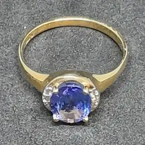 Goldring mit Tansanit und Diamanten - 14 Karat - 585 Echtgold - Ring