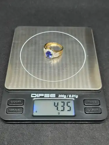 Goldring mit Tansanit - 14 Karat - 585 Echtgold - Ring